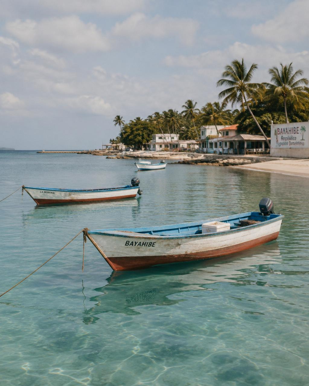 Barcas en el pueblo de Bayahíbe